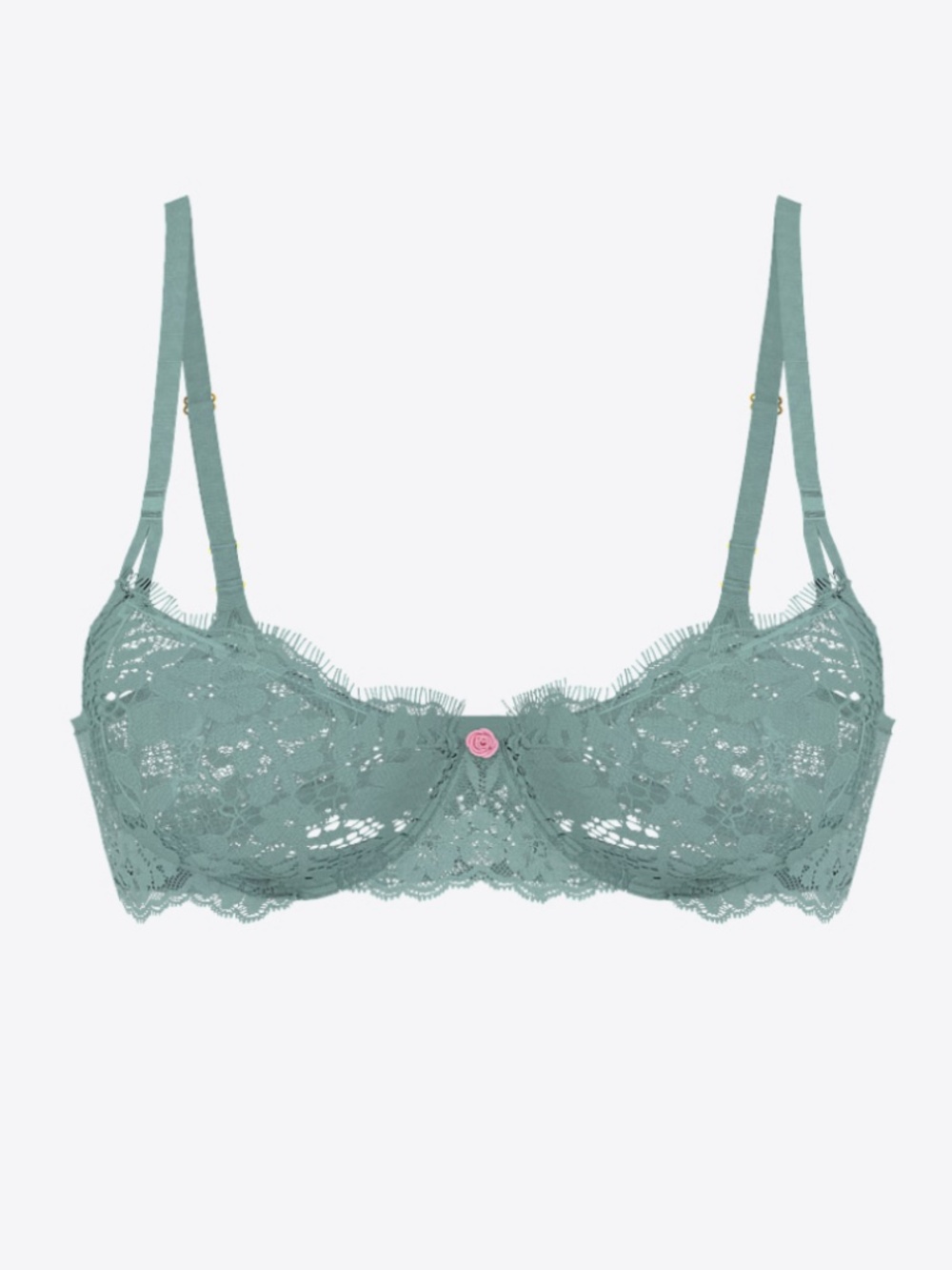Victoria's Secret Floral Lace Underwire Bra with Pink Rose Charm Accent